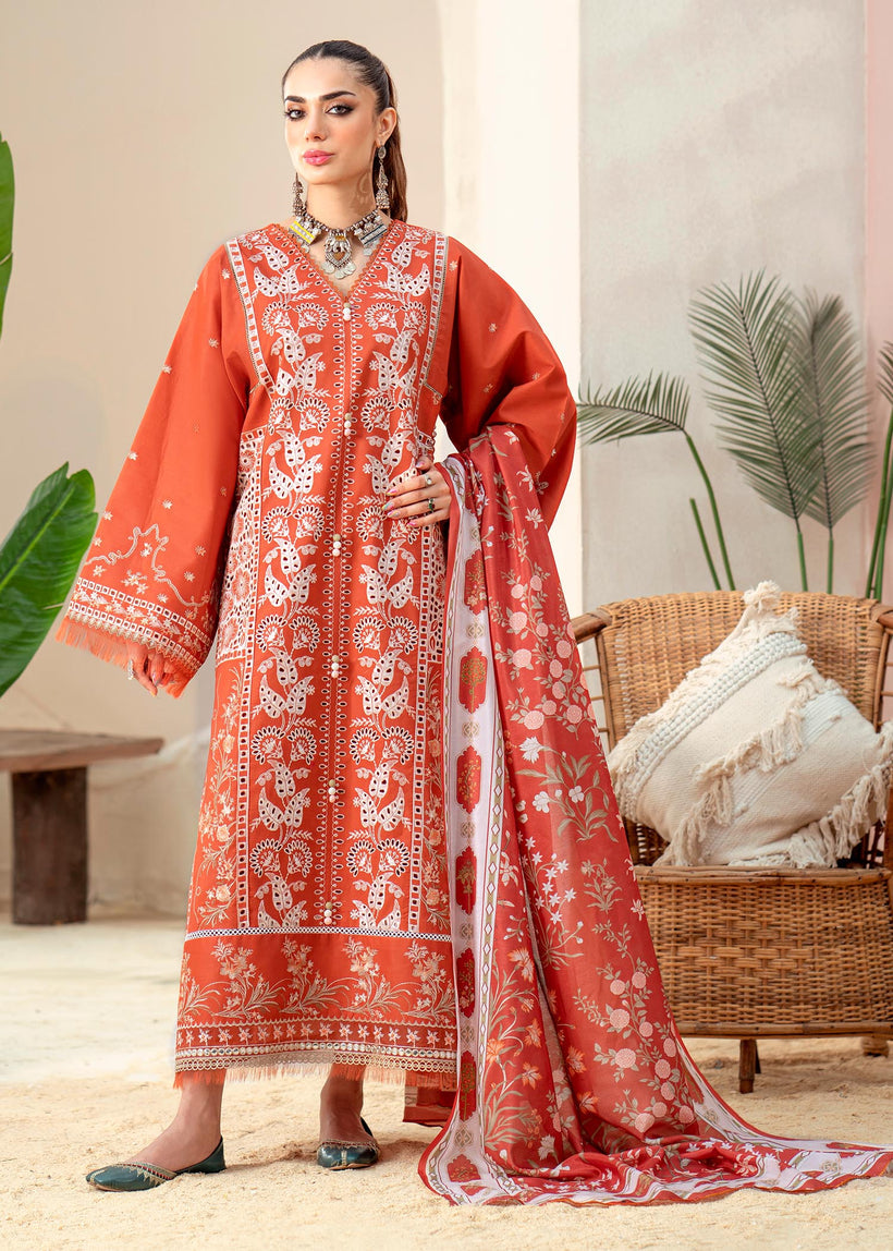 Bin Ilyas | 913 - B | Heavy Embroidered Lawn Pakistani Suit with Digital Print Silk Dupatta