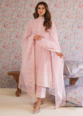 Cross Stitch | ICY PINK | Unstitched Embroidery Work Pakistani Lawn Suits With Net Dupatta